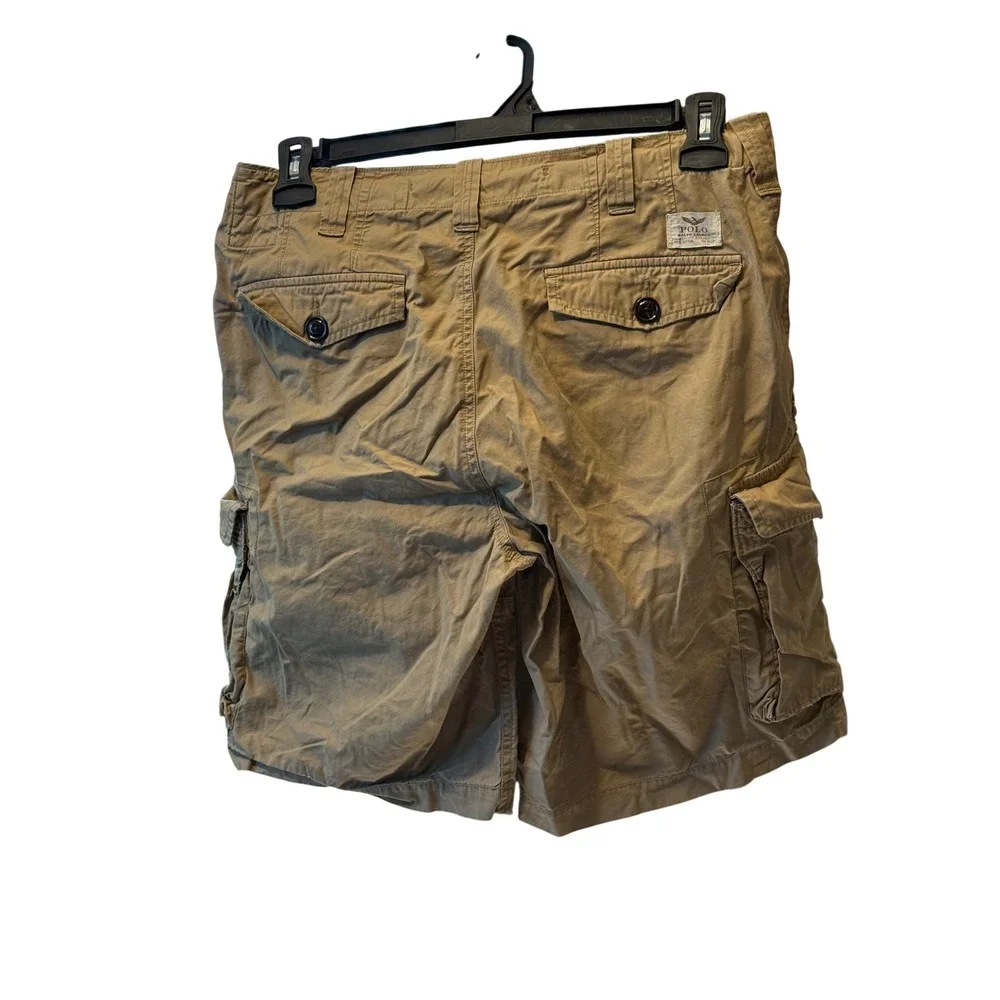 Polo Ralph Lauren Mens 32 Khaki Tan Utility Canvas Classic Fit Cargo Shorts